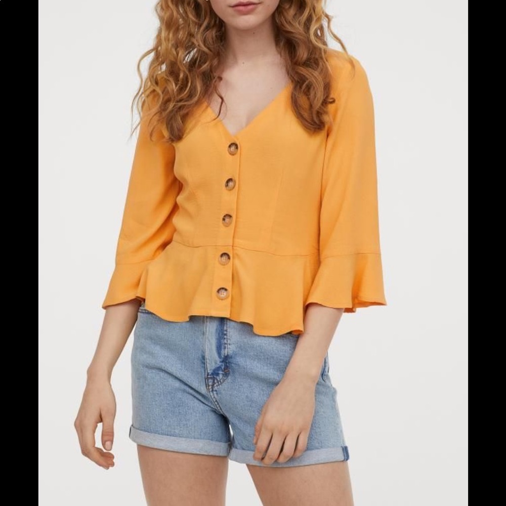 HM Mustard Peplum Blouse